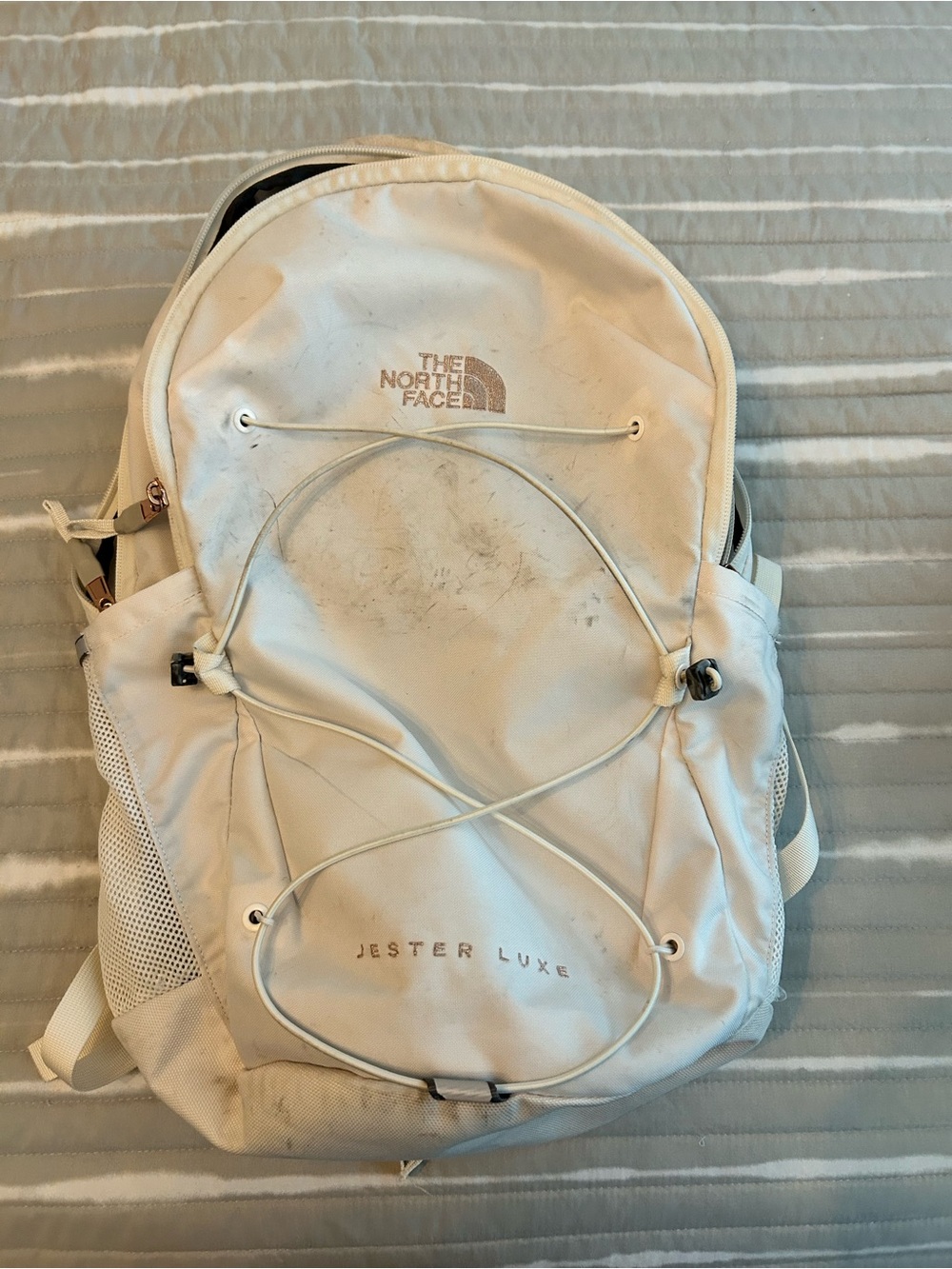 The North Face Jester Luxe Backpack White Laptop School Travel Book Bag